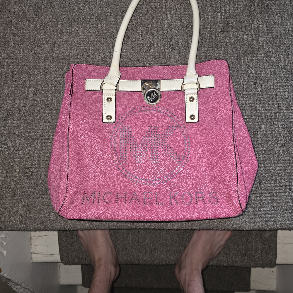 Michael Kors Pink Tote with White Handles